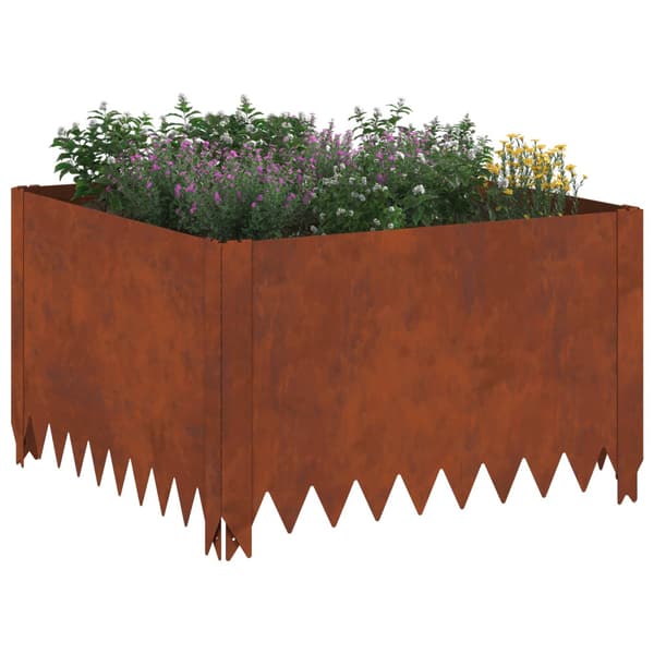 Kant för gräsmatta 4 pcs 60 x 60 x 35 cm Stål Rostig