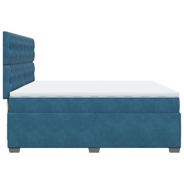 Ramsäng med madrass blå 200x200 cm sammet