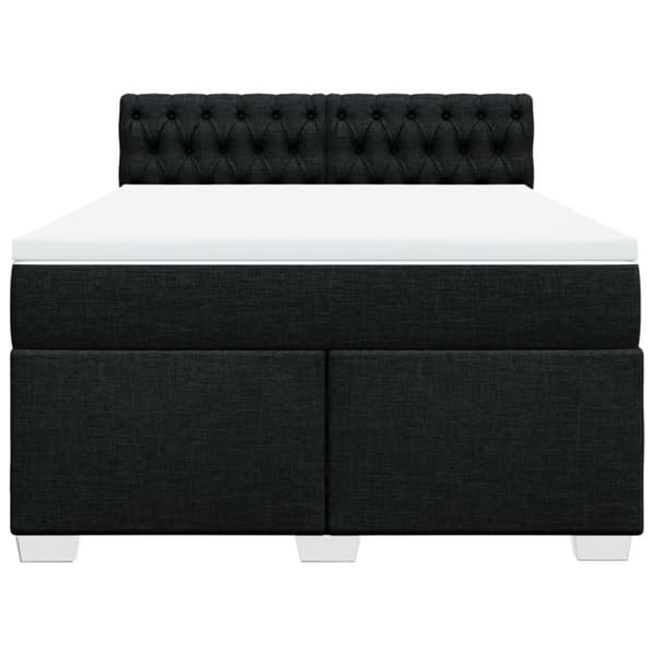 Ramsäng med madrass svart 140x190 cm tyg