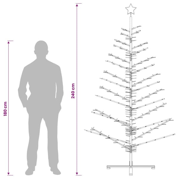 Träjulgran 240 cm Bambu och massiv furu Mörkbrun