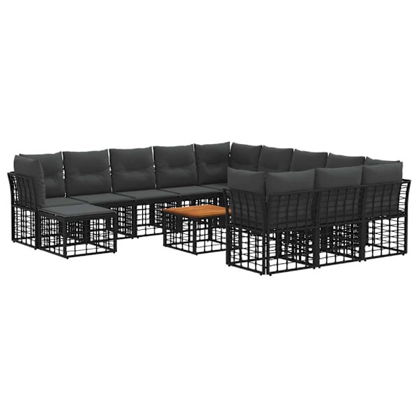 Utomhussoffset 13 pcs Svart och Mörkgrå Polyester