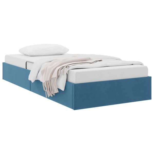 Ottoman Sängram med lagring Mörkblå 90 x 190 cm Sammet