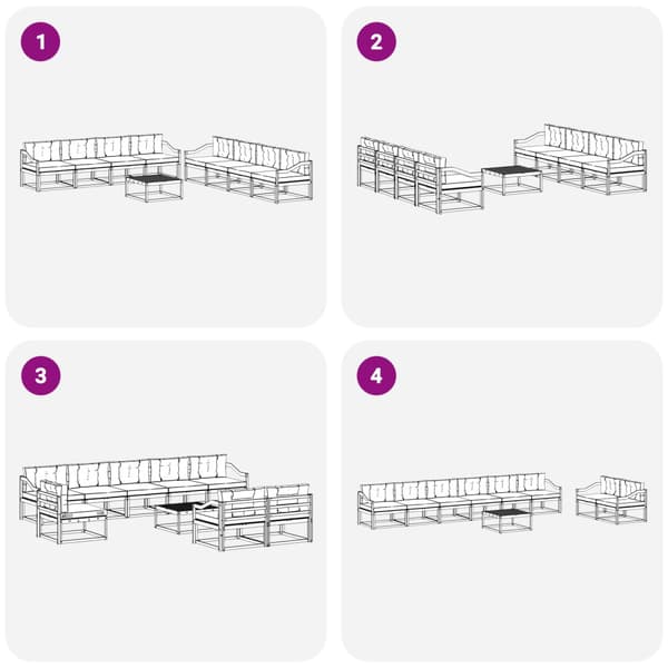 Utomhussoffset med kudde 9 pcs Naturlig och Grädde