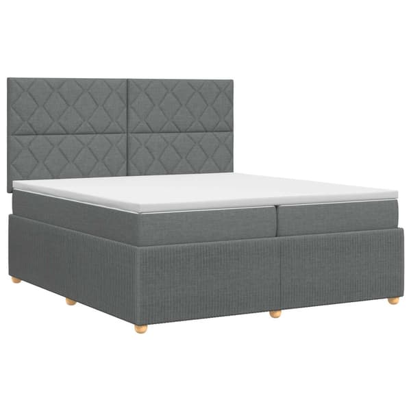 Kontinentalsäng med madrass Mörkgrå 200 x 200 cm Tyg