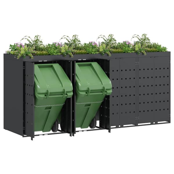 Förvaring för 4 soptunnor Antracit 272 x 77,5 x 121,5 cm