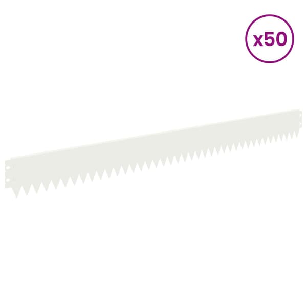 Kant för gräsmatta 50 pcs 103 x 10 cm Stål Vit