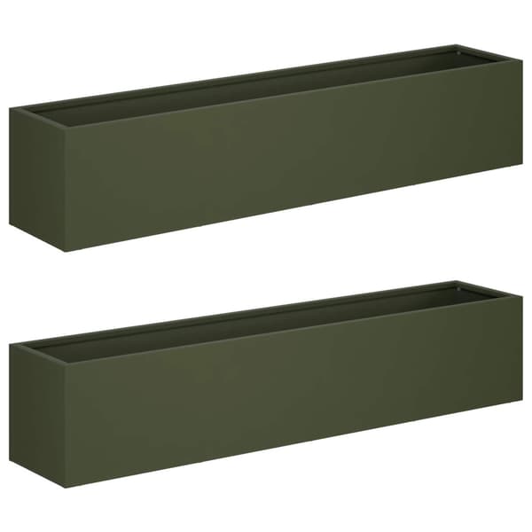 Trädgårdsplanterare 2 st Olivgrön 80 x 20 x 20 cm
