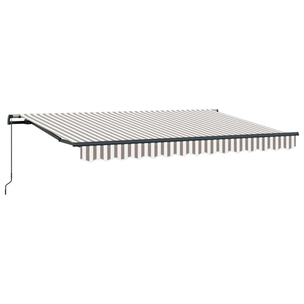 Utfällbar markis Ljusgrå och vit. 450 × 350 cm