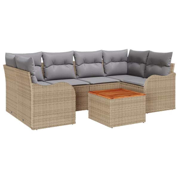 Trädgårdsoffset 7 pcs Beige och Ljusgrå konstrotting
