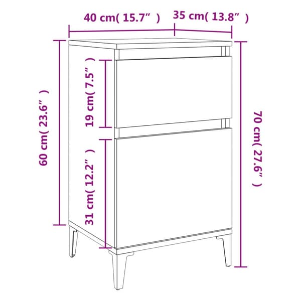 Sängbord 2 st vit 40x35x70 cm