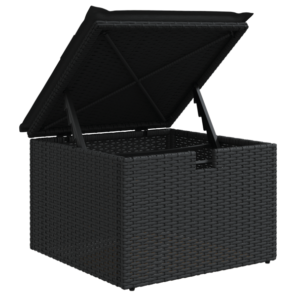 Trädgårdsoffset med kudde 4 pcs Svart Poly rattan