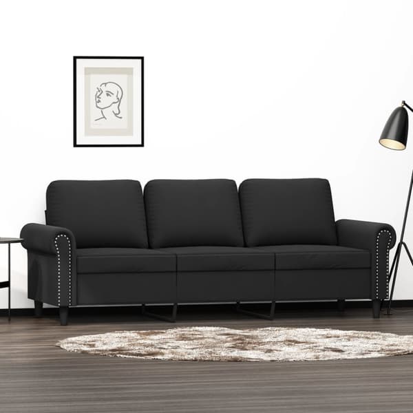 3-sitssoffa svart 180 cm sammet
