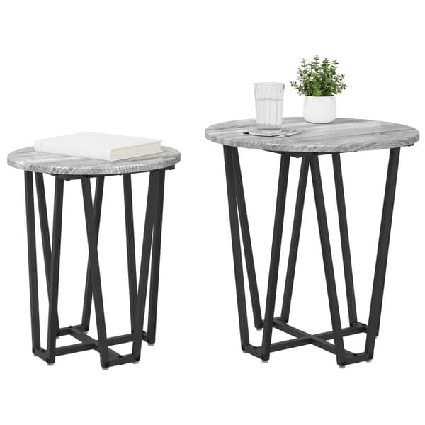 Sidobordsset 2 pcs Grå Sonoma och Svart