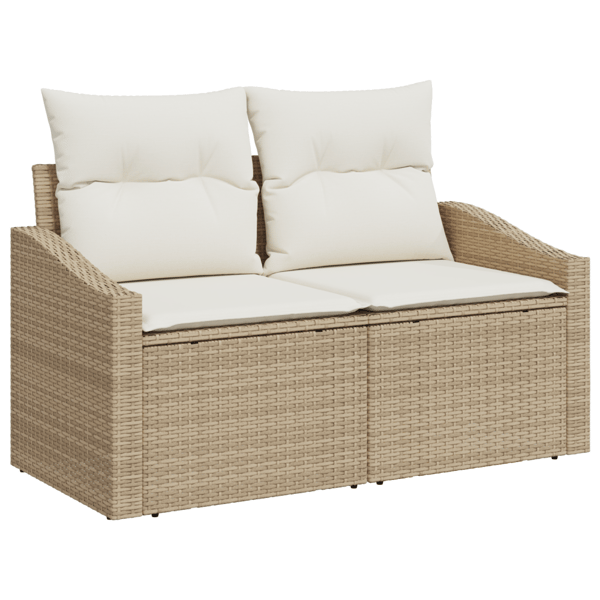 Trädgårdsoffset 8 st 7-Antal sittplatser Beige Poly rattan