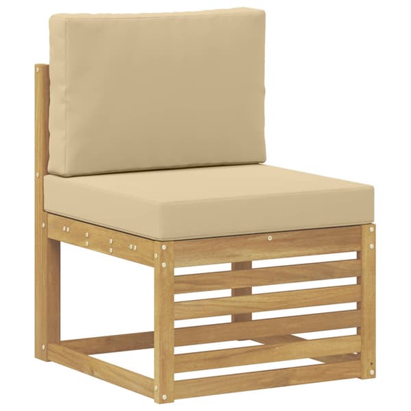Utomhussoffset med kudde 5 pcs Vit och Beige Polyester