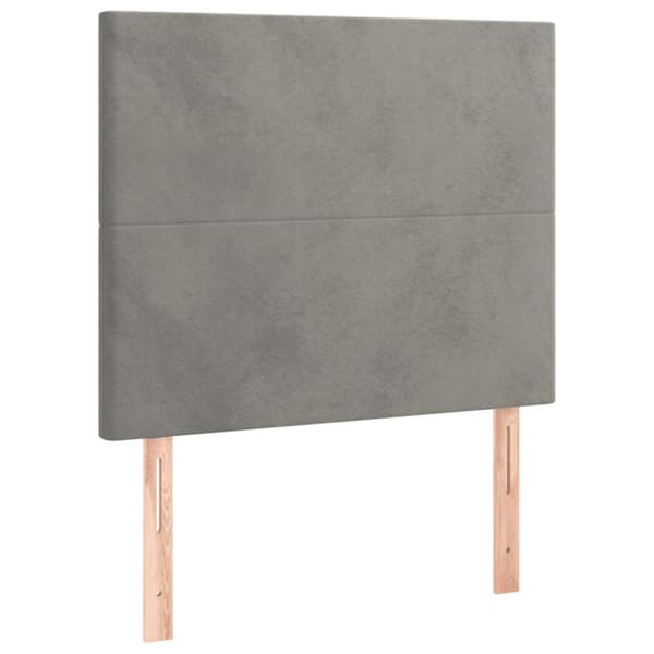 Ramsäng med madrass & LED ljusgrå 90x190 cm sammet