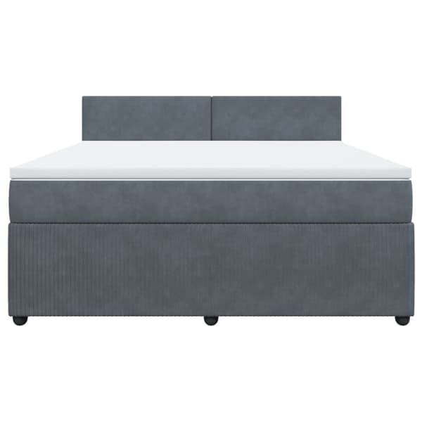 Ramsäng med madrass mörkgrå 180x200 cm sammet