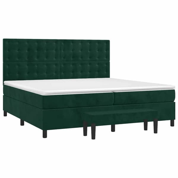 Ramsäng med madrass mörkgrön 200x200 cm sammet