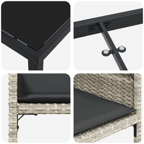 Trädgårdsmöbelset med kudde 5 pcs Ljusgrå konstrotting