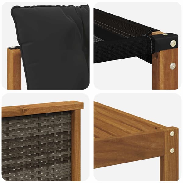 Utomhussoffset med kudde 6 pcs Naturlig och svart