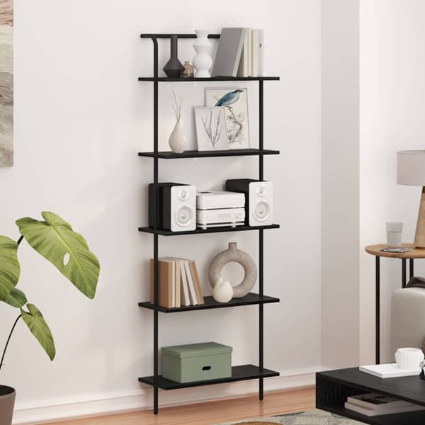 Hyllsystem Svart Ek 60 x 24 x 168 cm Konstruerat trä