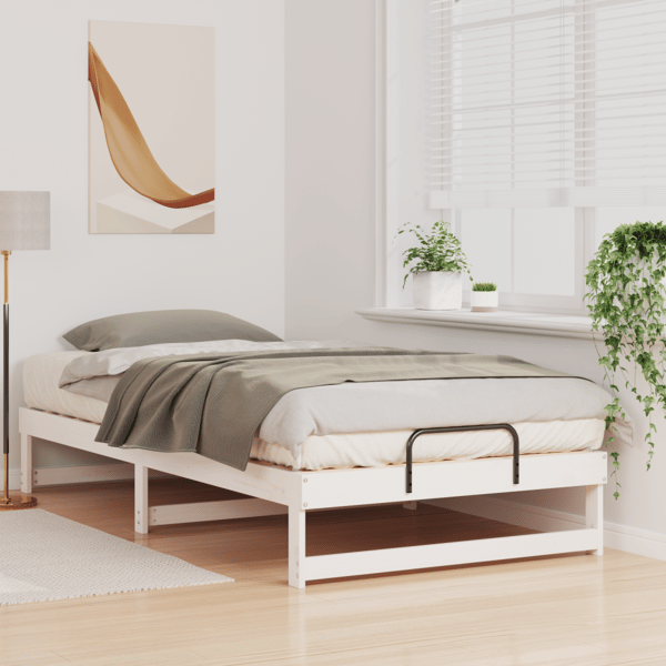 Sängram Vit 100 x 200 cm Massiv furu