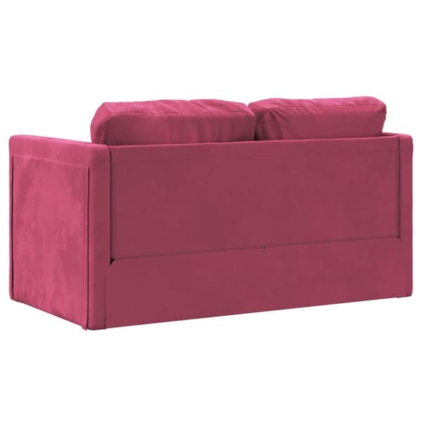 Golvbäddsoffa 2-i-1 vinröd 122x204x55 cm sammet