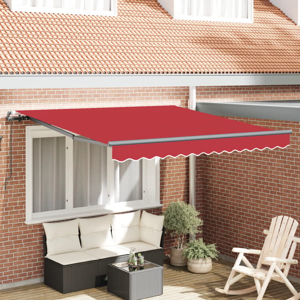 Utfällbar markis Röd 300 x 250 cm Polyester och Stål