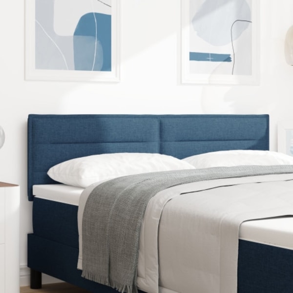 Sänggavel Linjer Design Blå 140 cm Tyg