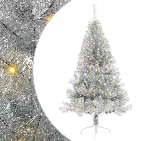 Konstgjord Förbelyst Julgran Silver 150 cm PET