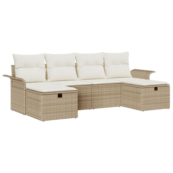 Trädgårdsoffset 6 st Beige och gräddfärgad konstrotting
