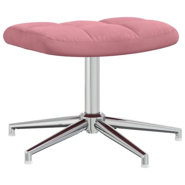 Vilstol med fotpall rosa sammet