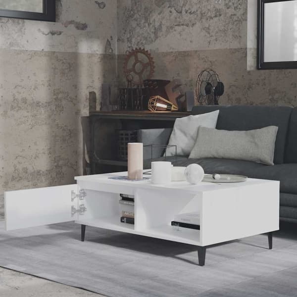 Soffbord vit 90x60x35 cm konstruerat trä