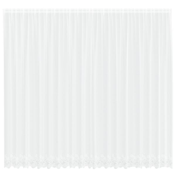 Spetsgardin med gardiner Blommor Vit 280 x 500 cm Polyester