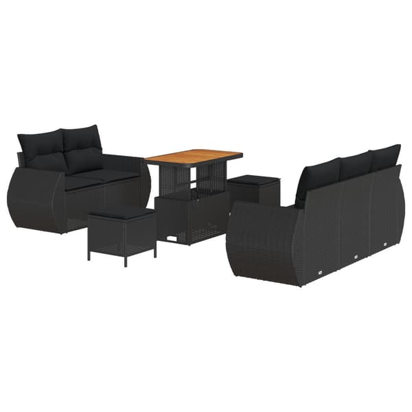 Trädgårdsoffset 8 pcs Svart konstrotting