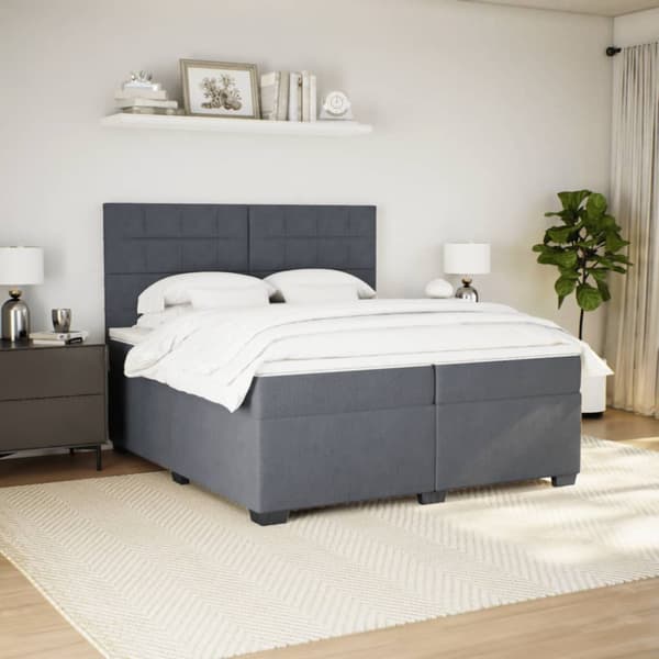 Ramsäng med madrass mörkgrå 200x200 cm sammet