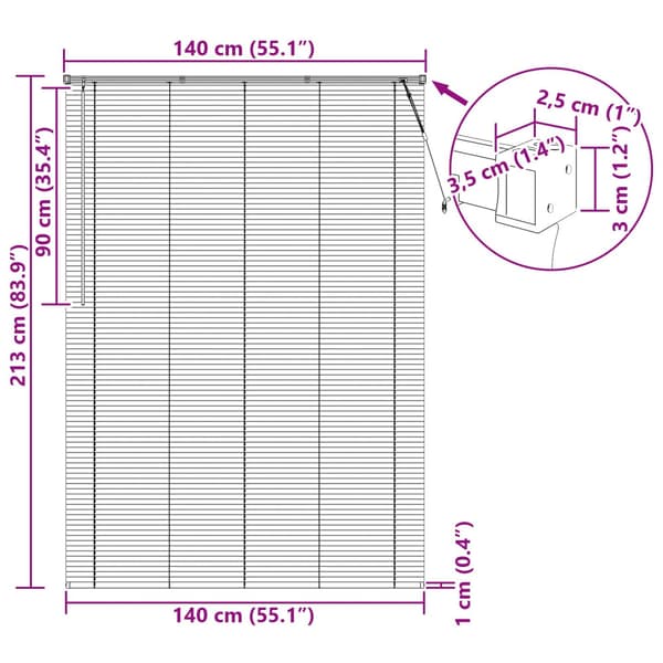 Persienn Vit 213 x 140 cm PVC