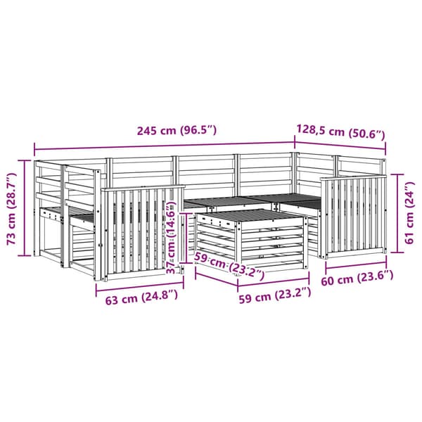Utomhussoffset 7 pcs Naturfärg Massivt Akaciaträ