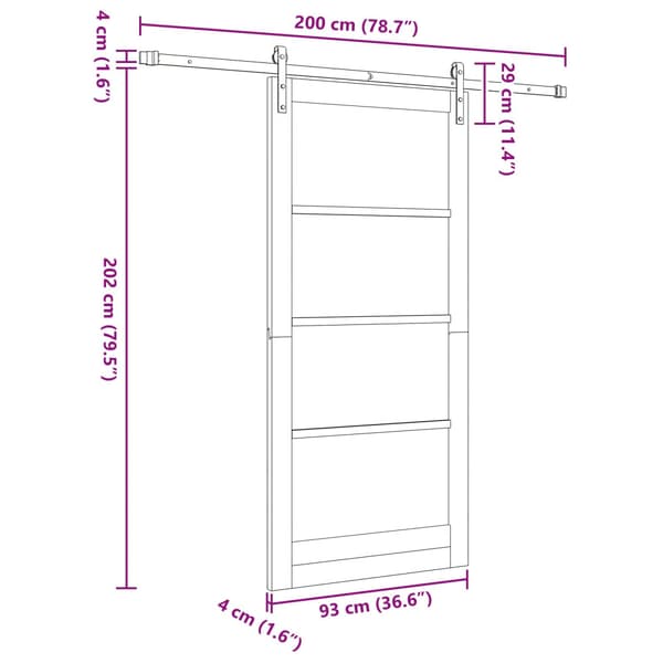 Skjutdörr 93 x 202 cm Konstruerat trä Vit