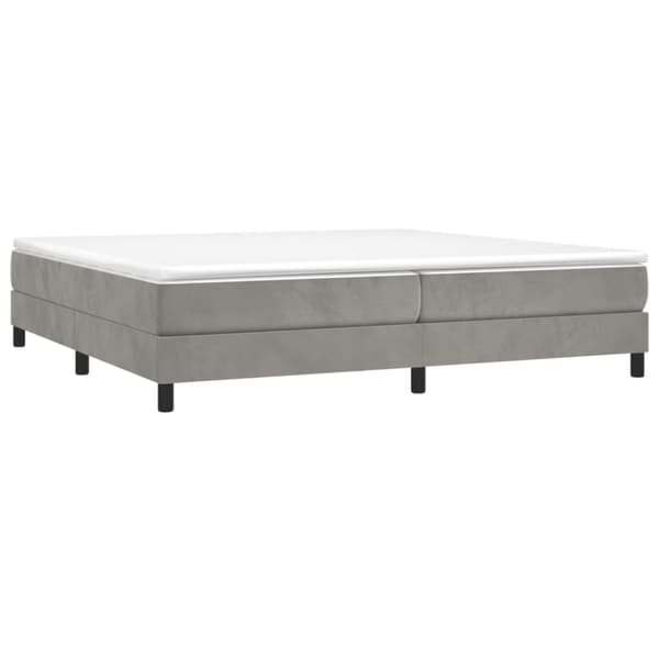 Ramsäng med madrass ljusgrå 200x200 cm sammet