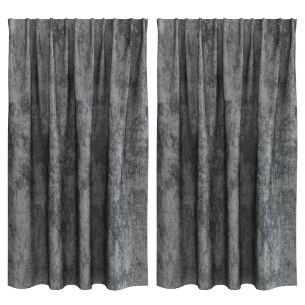 Sammetsgardiner 2 st Grå 140 x 140 cm Sammet