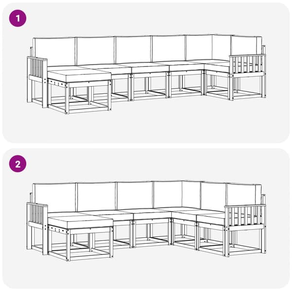 Utomhussoffset med kudde 7 pcs Vit och grädde Polyester