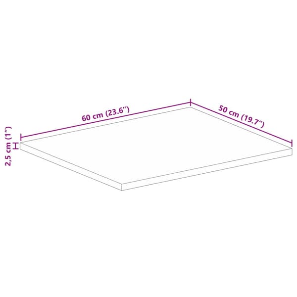Bordsskiva 60x50x2,5 cm rektangulär massiv akacia