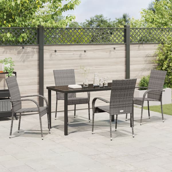 Trädgårdsmöbelset 5 pcs Grå Pulverlackerat stål