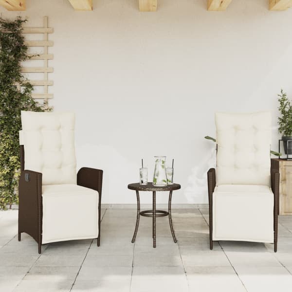 Bistrogrupp med dynor 3 delar brun konstrotting
