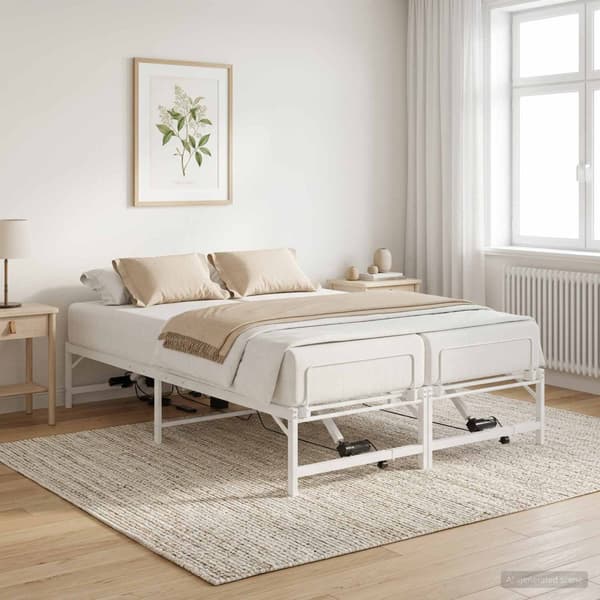 Elektrisk Justerbar Säng Ram Vit 120 x 190 cm Stål