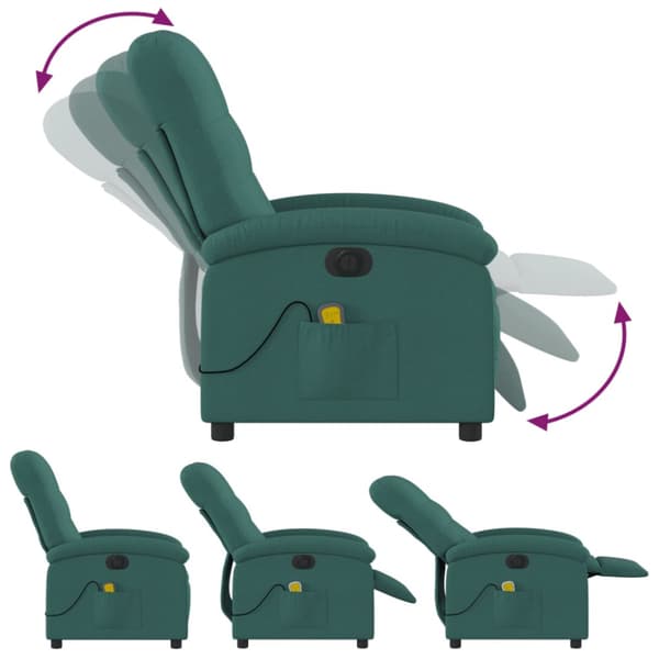 Elektrisk massagefåtölj mörkgrön tyg