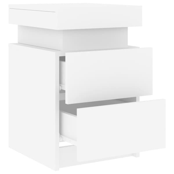 Sängbord med LED 2 st vit 35x39x55 cm