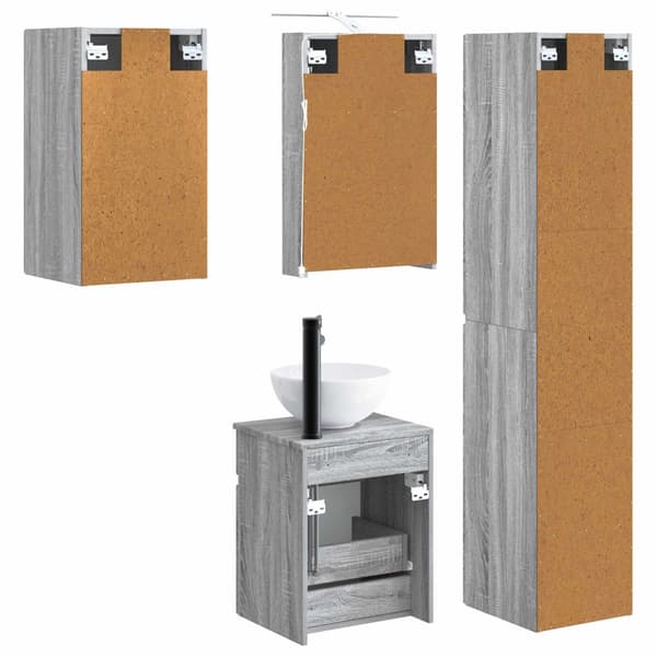Badrumsskåpsset 5 pcs Grå Sonoma 40 x 10,5 x 60,5 cm