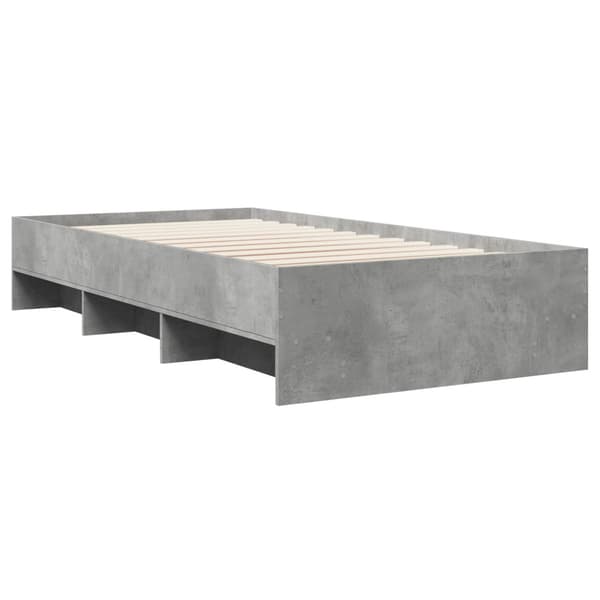 Sängram med hylla Betonggrå 80 x 200 cm Konstruerat trä